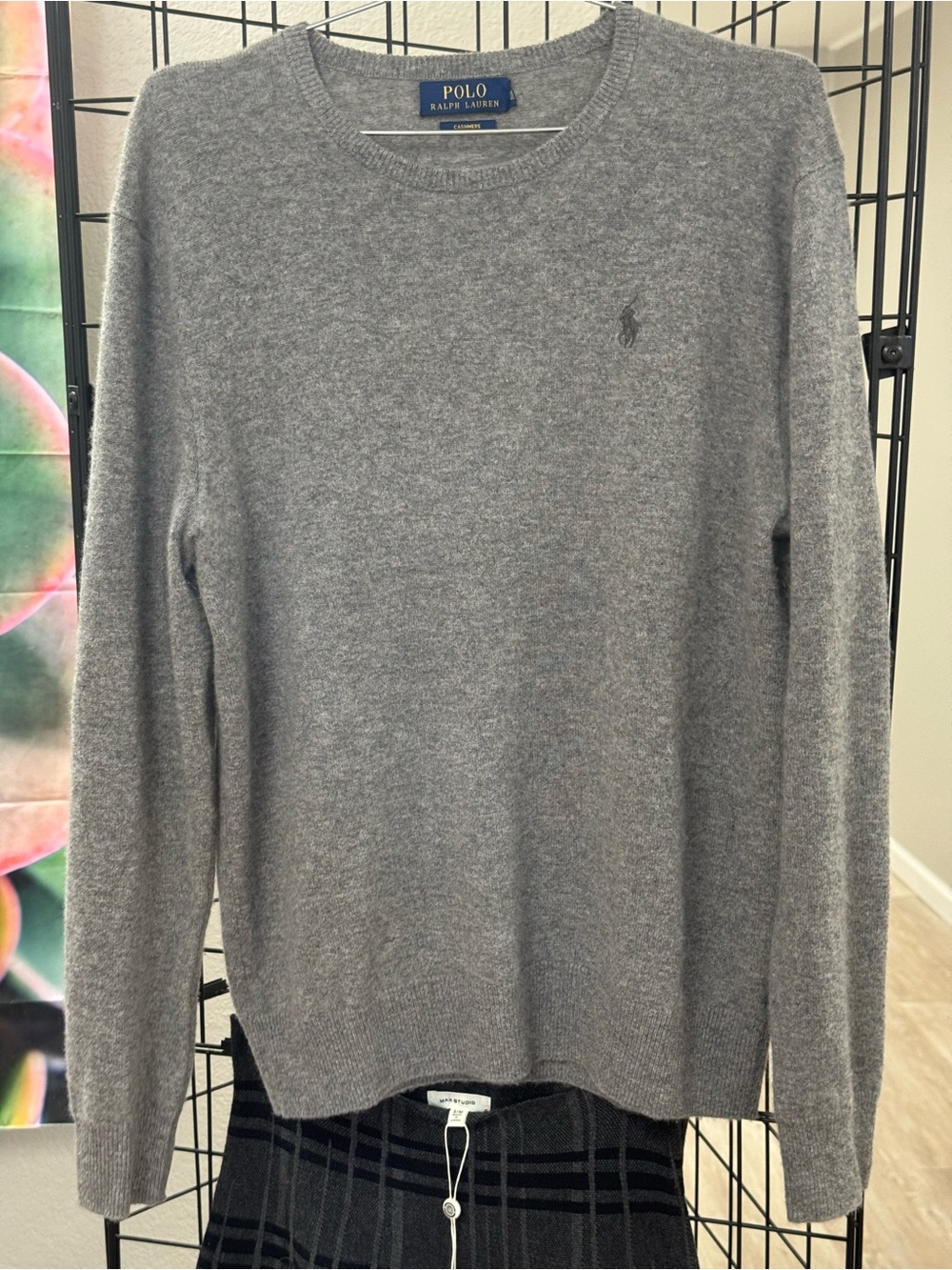 Polo by Ralph Lauren Heather Gray Crewneck Sweater pit 22. L 27 Cashmere